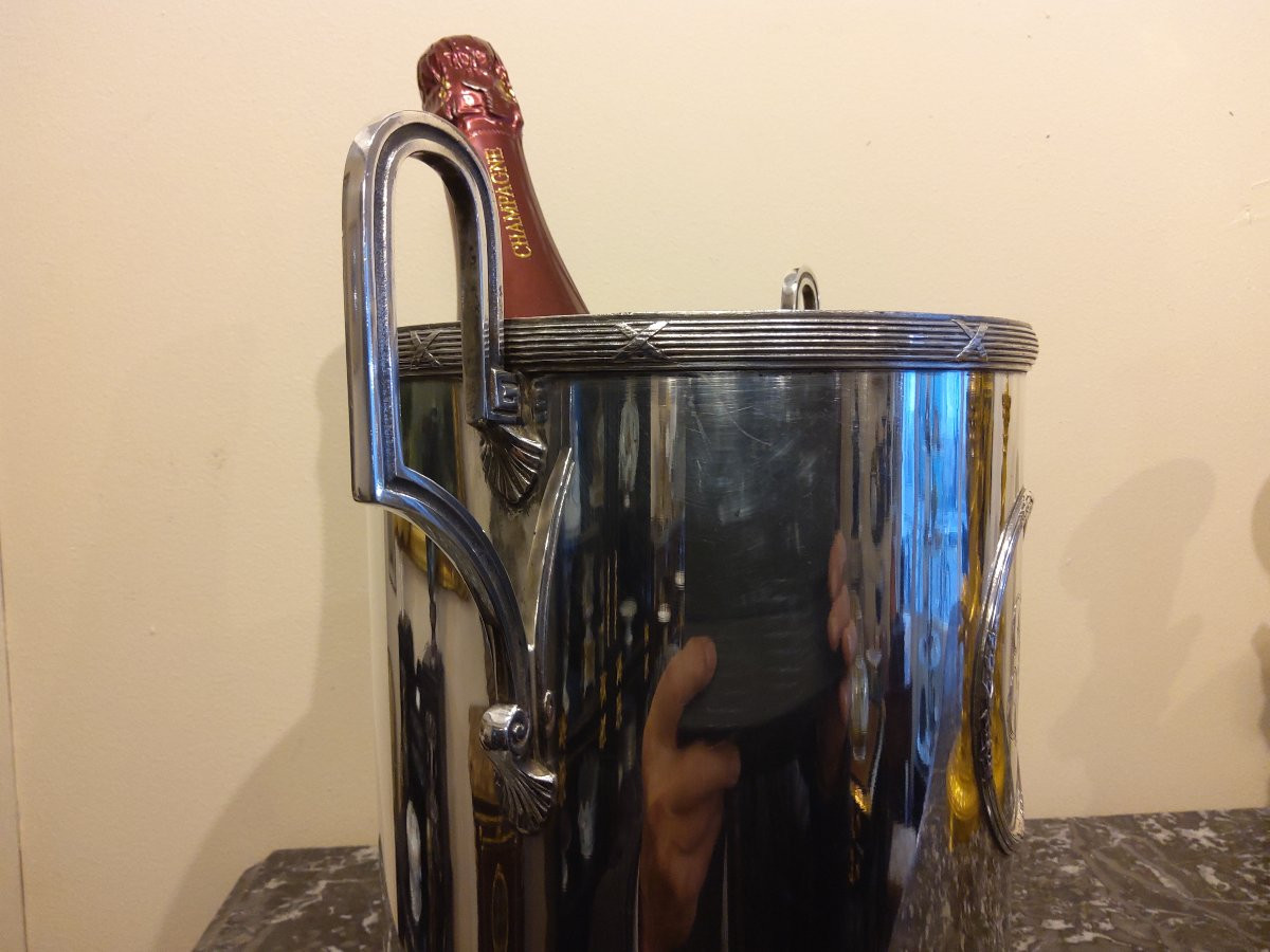 sceau à champagne de style Louis XVI en métal argenté-photo-3